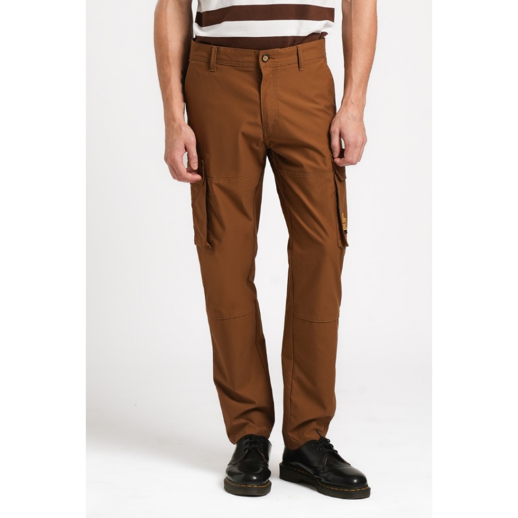 Emba Classic - Iron Celana Panjang Pria Cargo Warna Dark Brown