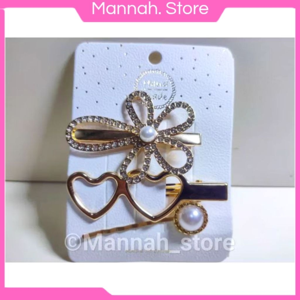 Jepit Rambut Korea | Jepit Rambut Bunga | Jepitan Kerudung | Jepitan hijab | 3 in 1