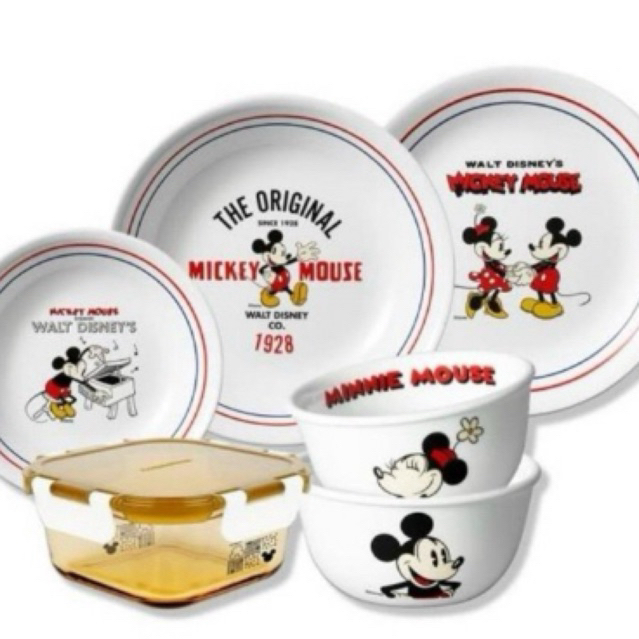 mickey corelle set / disney corelle plate set