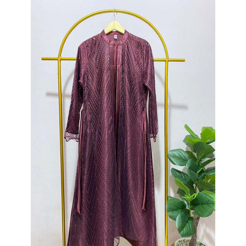 REALPICK sesuai foto product. Gamis terbaru bahan satin kristal mix tille spinggle