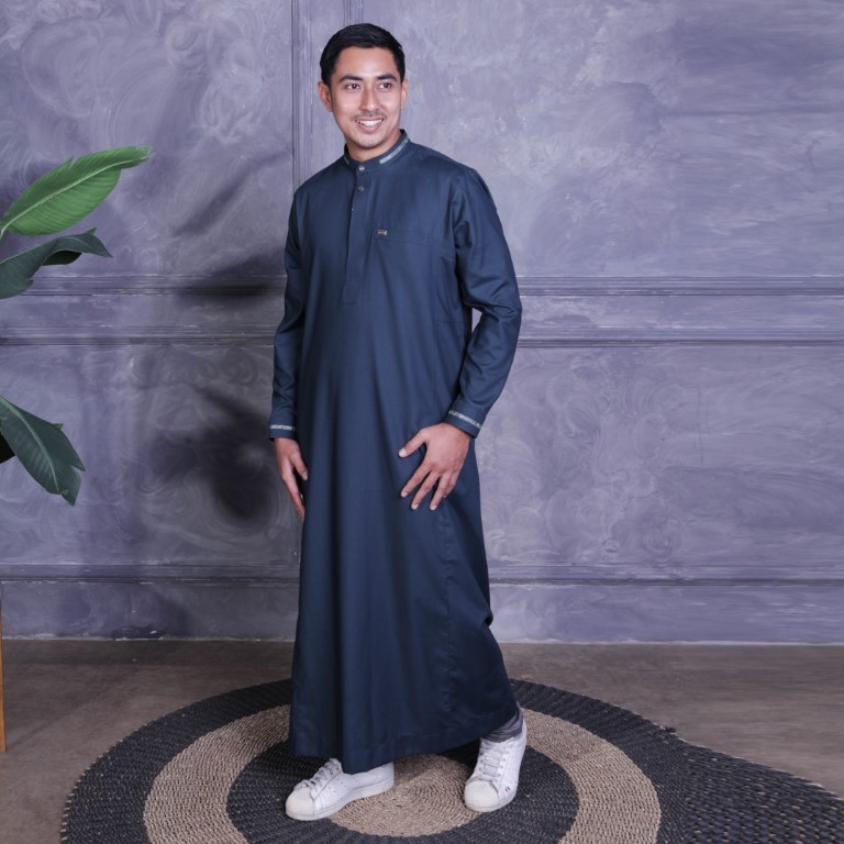 Qori Apparel Jubah Gamis Pria Elegan Husain Lengan Panjang Manset - HUS