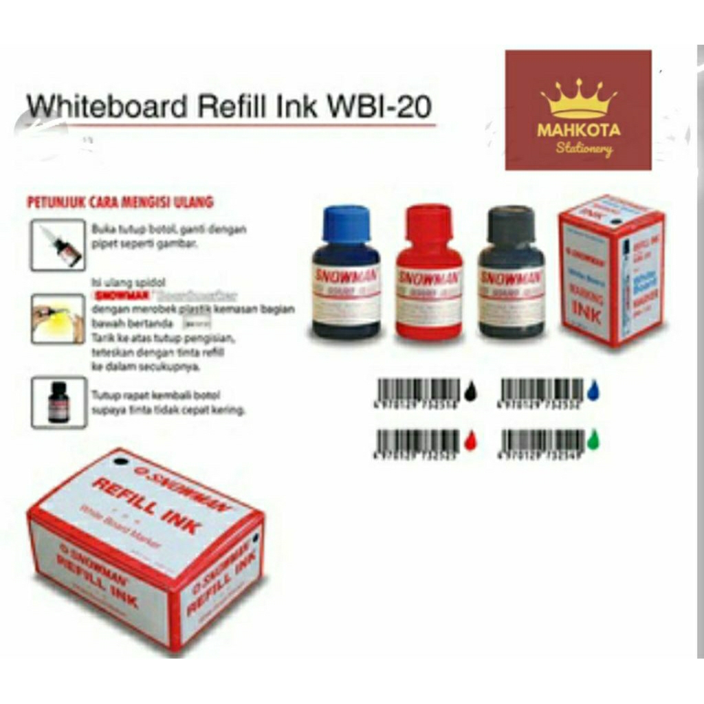 

Tinta Refil/Isi Ulang Spidol White Board Snowman
