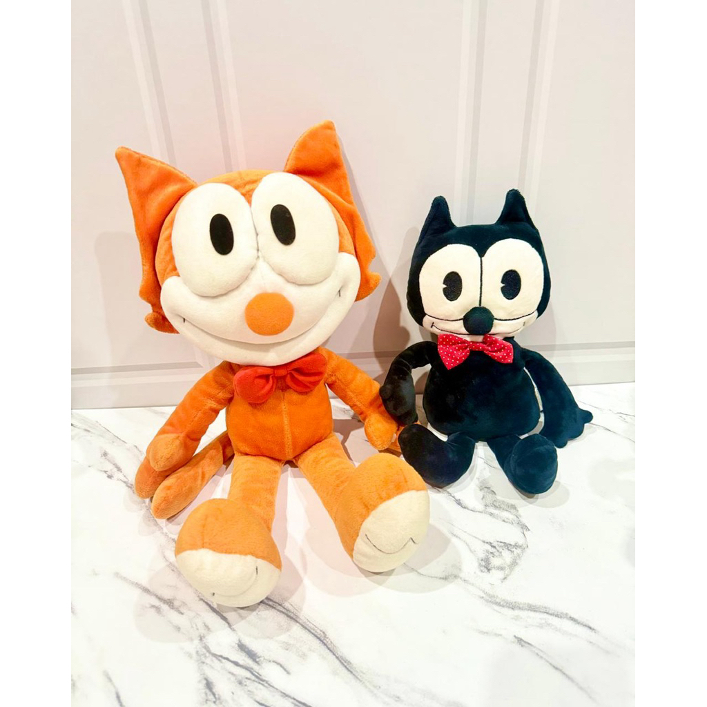 Boneka Plushie Felix the Cat Orange & Felix the Cat Black Velvet Vintage