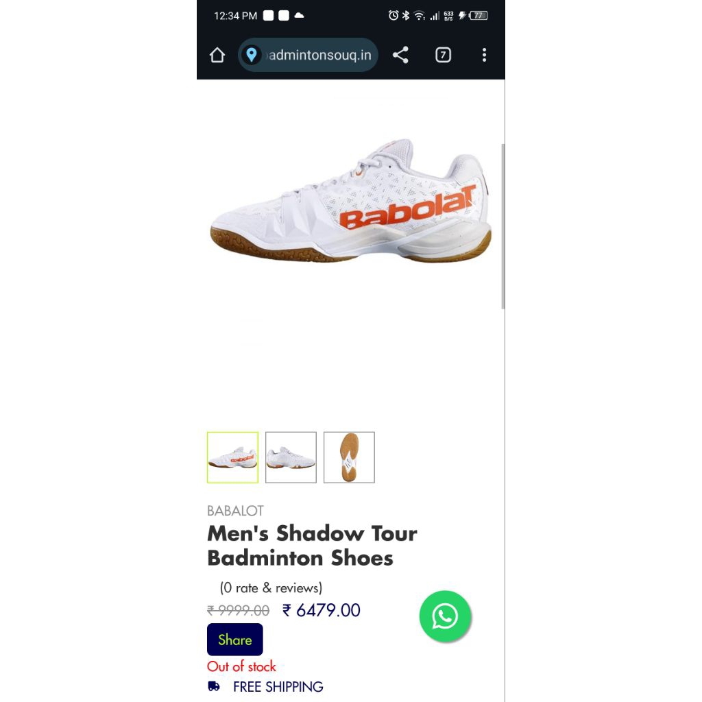 Sepatu Badminton Babolat Shadow Tour Original HARGA NETT