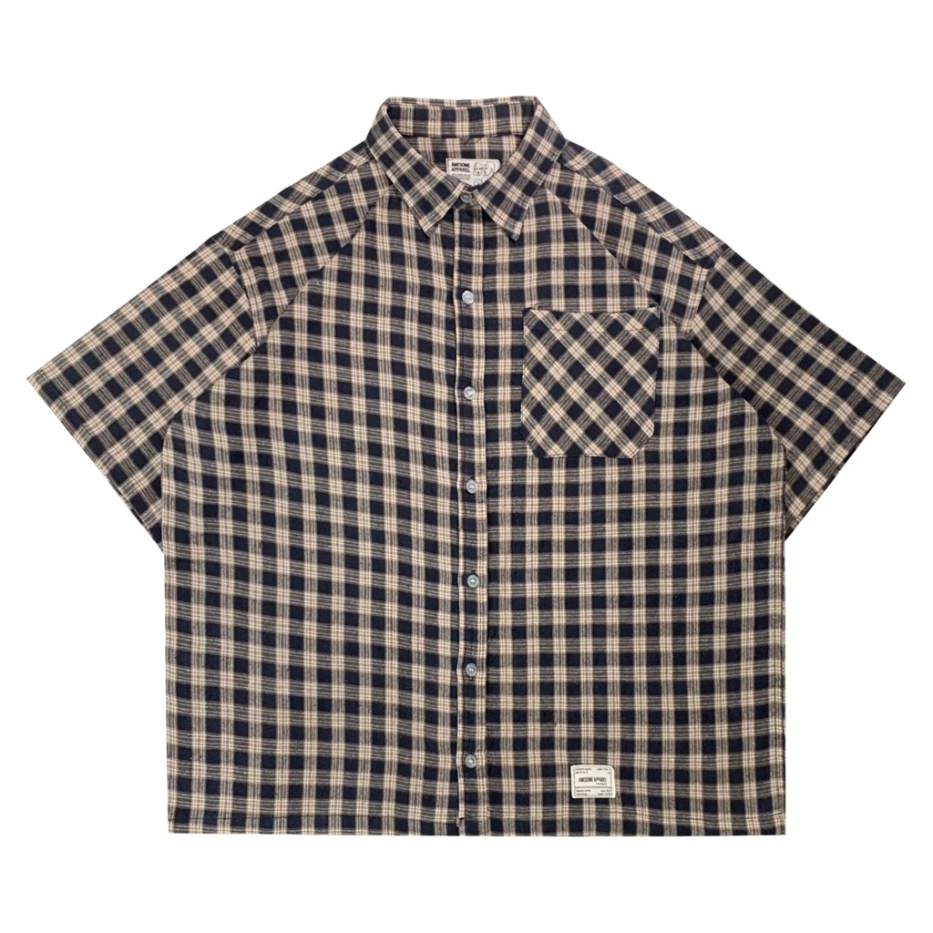 (BS-381) Awesome Apparel - Plaid Boxy Shirt/Kemeja Boxy Skena Kotak-Kotak Size XLarge