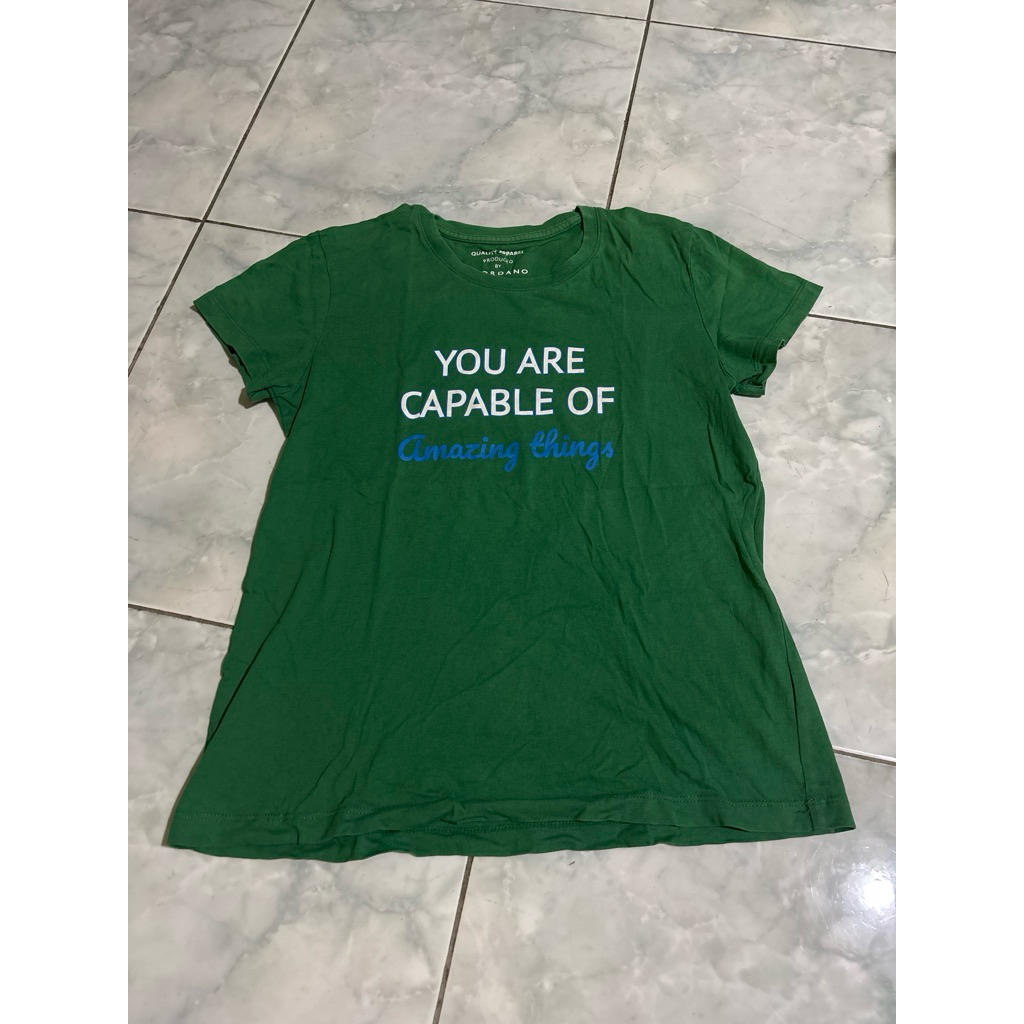 Preloved Masih Bagus - Baju Kaos Giordano Original Size L warna Hijau