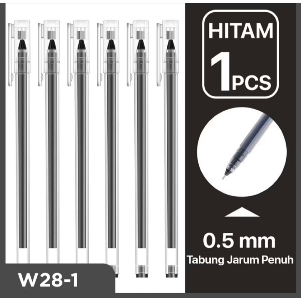 

Pulpen Gel Tinta Hitam 0.55mm Tabung Jarum