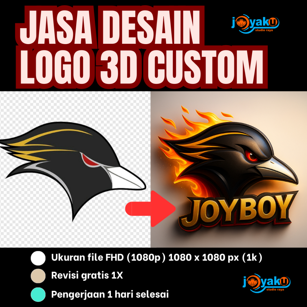 Jasa Desain Logo 3D Custom Keren