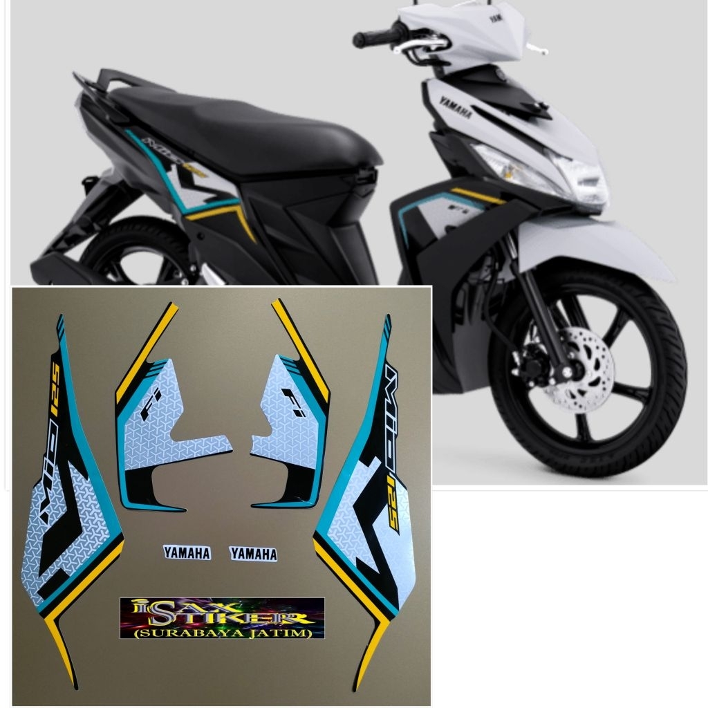 Striping Original Yamaha Mio M3 125 FI putih Lis hijau kuning silver tahun 2020 2021