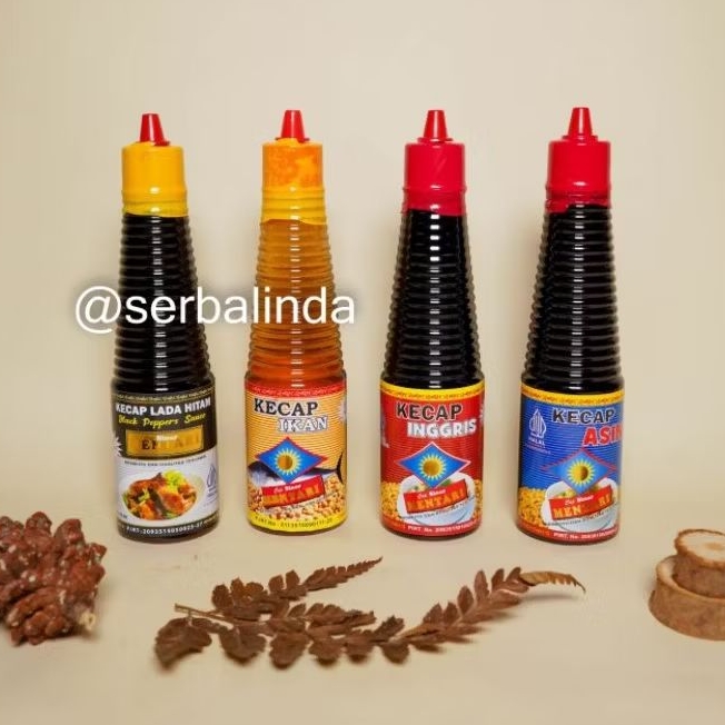

Paket 4pcs Kecap(Kecap inggris,Kecap lada hitam, kecap Ikan, kecap Asin) lebih murah bumbu bahan masakan botol halalhalal cap sinar mentari