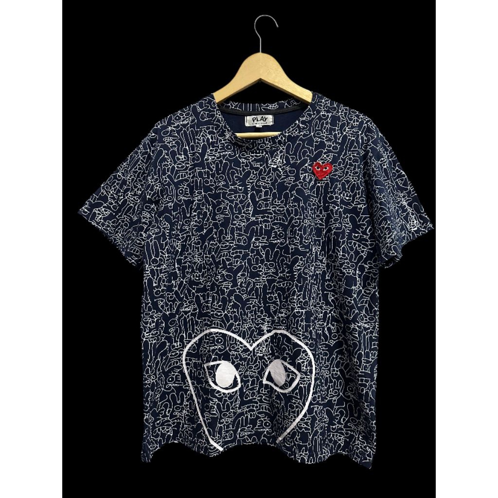 preloved kaos t-shirt play cdg navy size XL