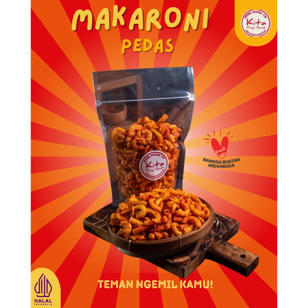 

HALAL MAKARONI KERING PEDAS 100g/250g/500g/1kg KITA PUNYA SNACK/SNACK VIRAL/RASA PEDAS,ASIN, GURIH/BUMBU MELIMPAH