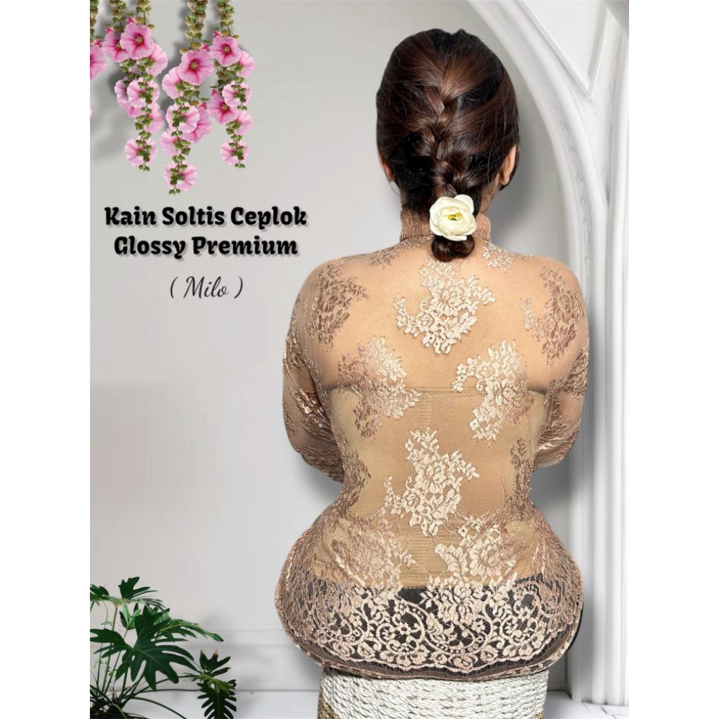 kain kebaya brokat YSL Lace Laminated Metalic Series