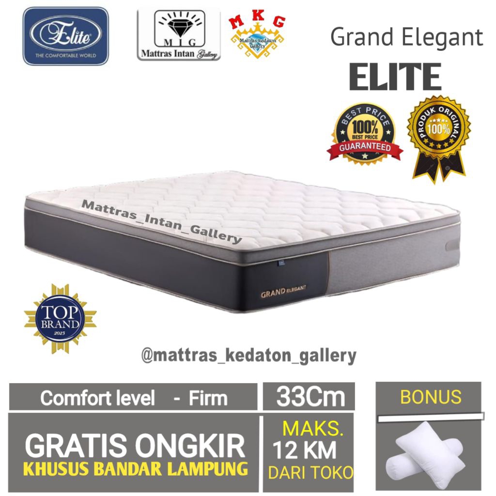 Springbed Elite Grand Elegant T 33Cm - Kasur elite Spring Bed 160 180 Mattras intan Gallery bandar l