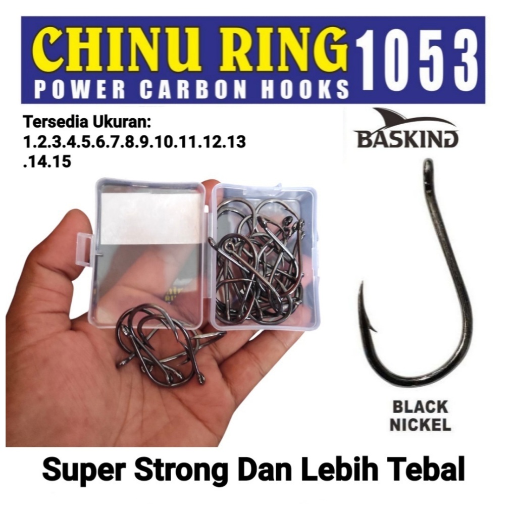 Kail Pancing CHINU RING Basking 1053 No.1- 15 MATA KAIL BLACK NICKEL POWER CARBON HOOKS Pancing Bask