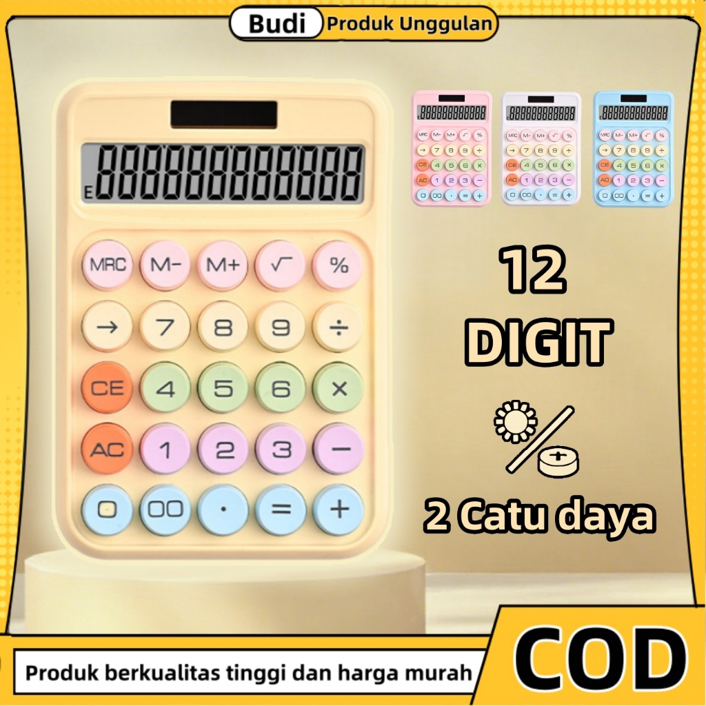 

Energi surya + baterai 12 Digit Kalkulator MultifungsiKalkulator Nilai Tinggi Warna Permen kalkulator dagang kalkulator akuntansi