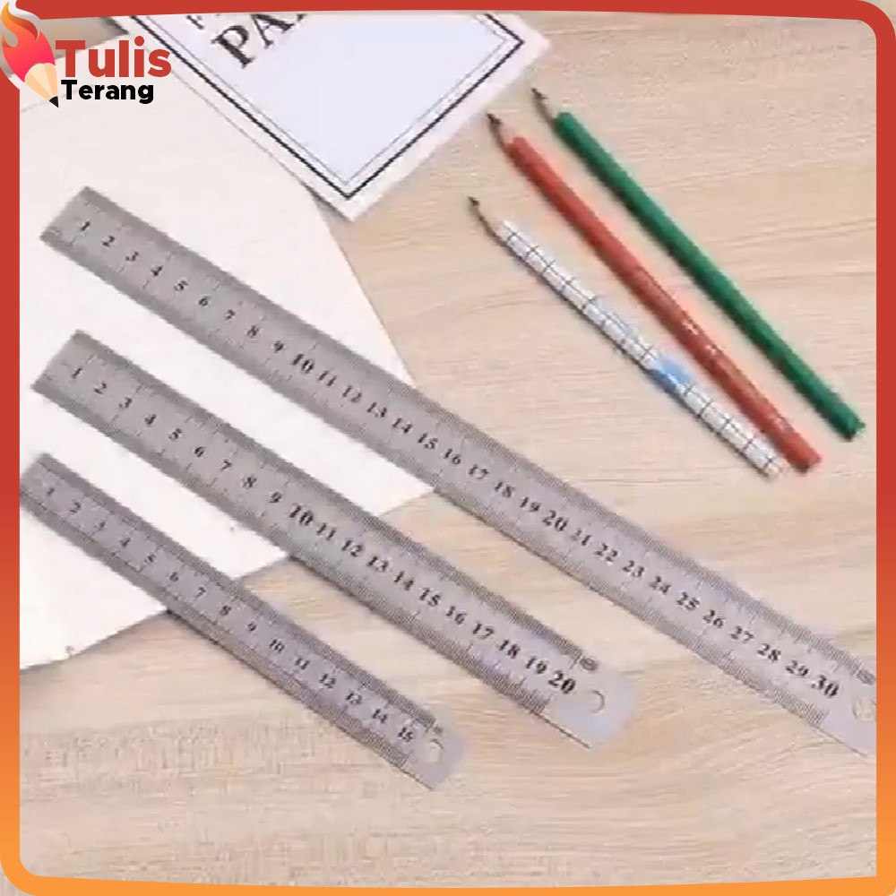 

EC Penggaris Besi 30CM Peralatan Sekolah / Ruler Penggaris Stainless Alat Ukur Serbaguna Tulis Terang A107
