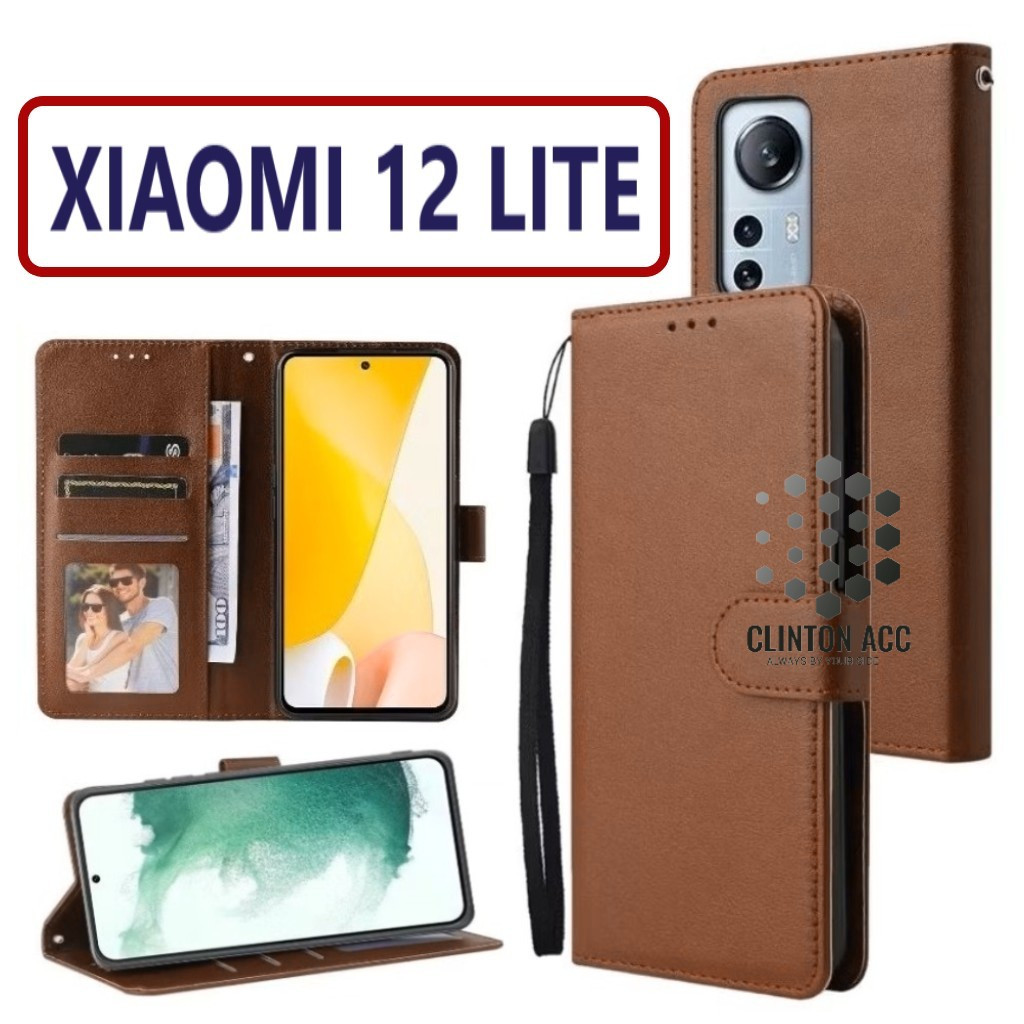 CASE HP XIAOMI 12 LITE FLIP WALLET LEATHER DOMPET KULIT SOFTCASE PREMIUM FLIP COVER SARUNG BUKA TUTU