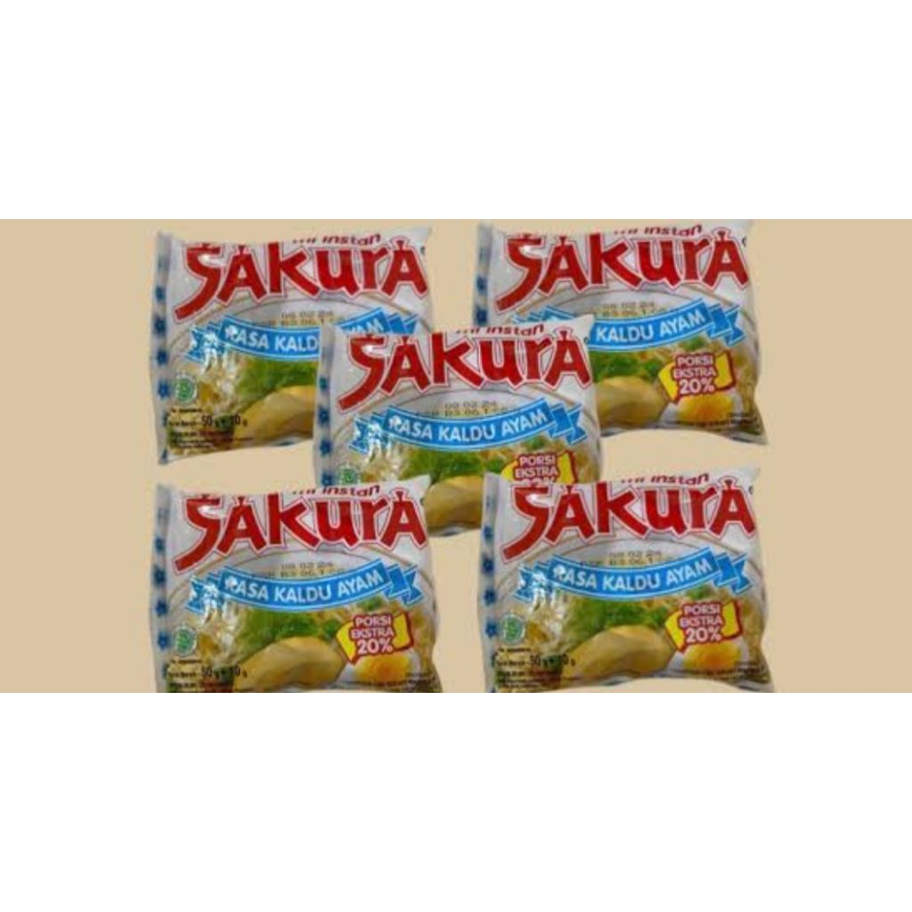 

( paketan) indomie sakura kuah kaldu ayam 1paket isi 5pcs x 60 gram...