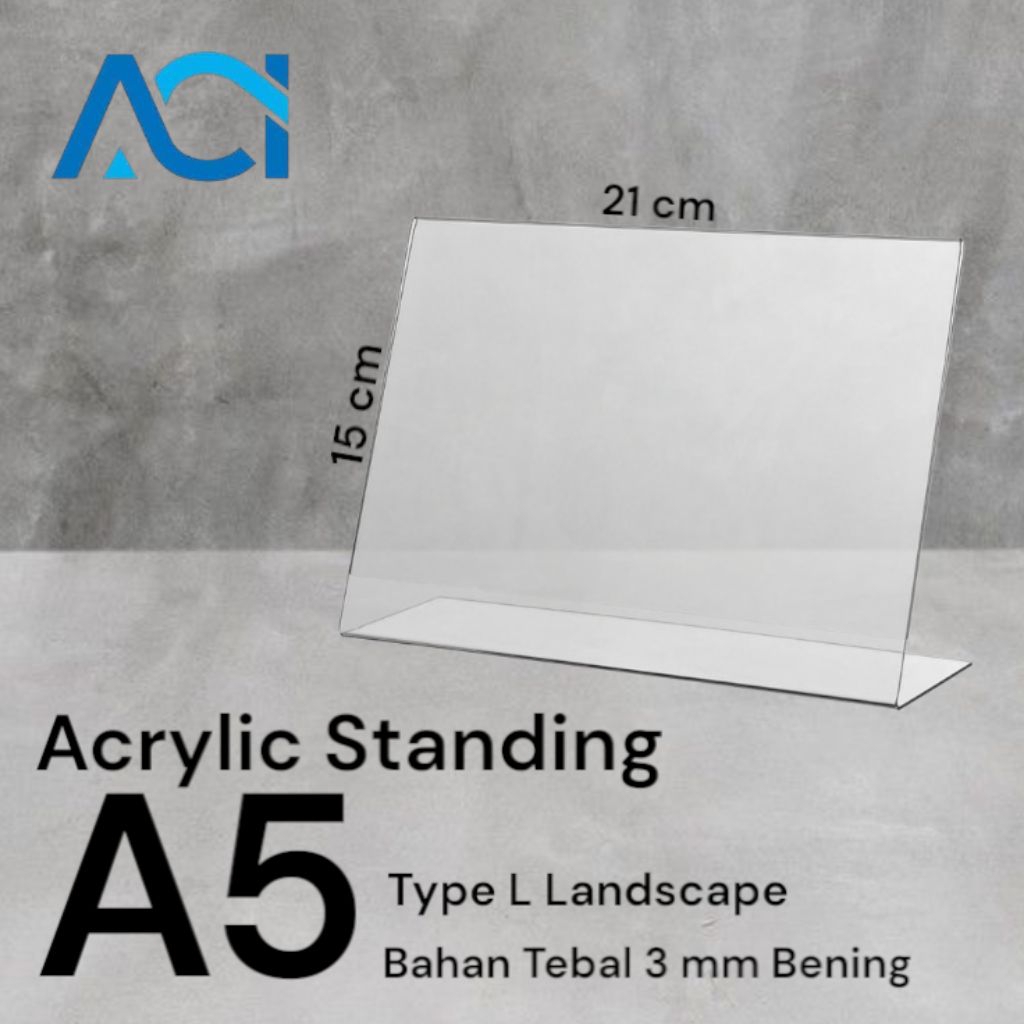 

Akrilik Standing/Akrilik Tent Holder/Tempat Brosur/Akrilik Tent Card A5 L Landscape 3mm