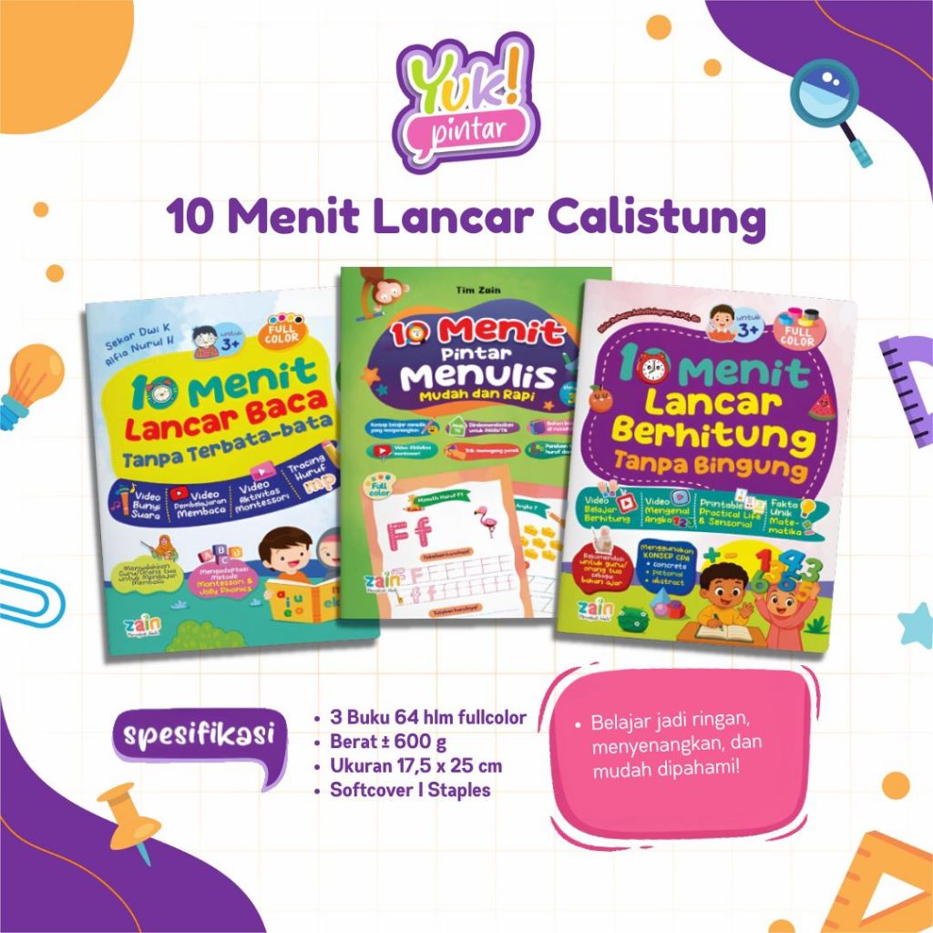Buku baca montessori membaca metode cepat membaca anak belajar membaca ejaan Paket Calistung Zain