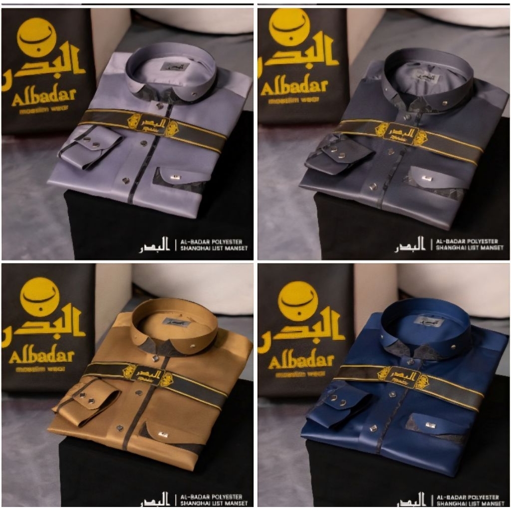 ORIGINAL JUBAH GAMIS PRIA ALBADAR POLYSTER MANSET MOTIF SHANGHAI TERBARU/HARAMAIN/ALRAS/ALNOR/QOBAA