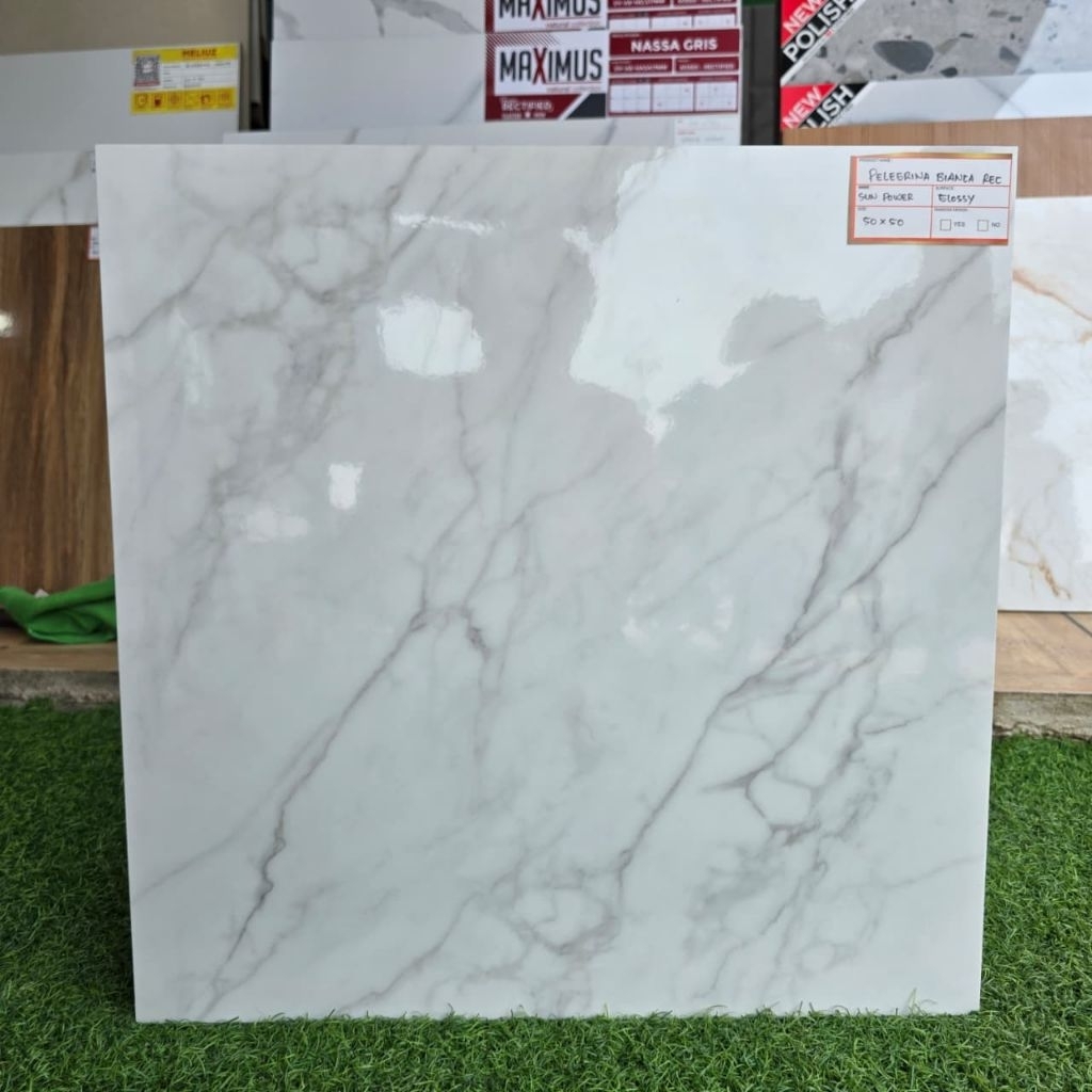 KERAMIK LANTAI 50X50 PELEGRINA BIANCA | GLOSSY | SUN POWER