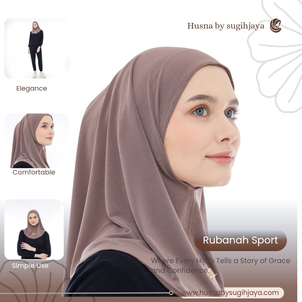 Hijab Rubanah Olahraga Dewasa Tanpa Pet Husna Jersey Premium