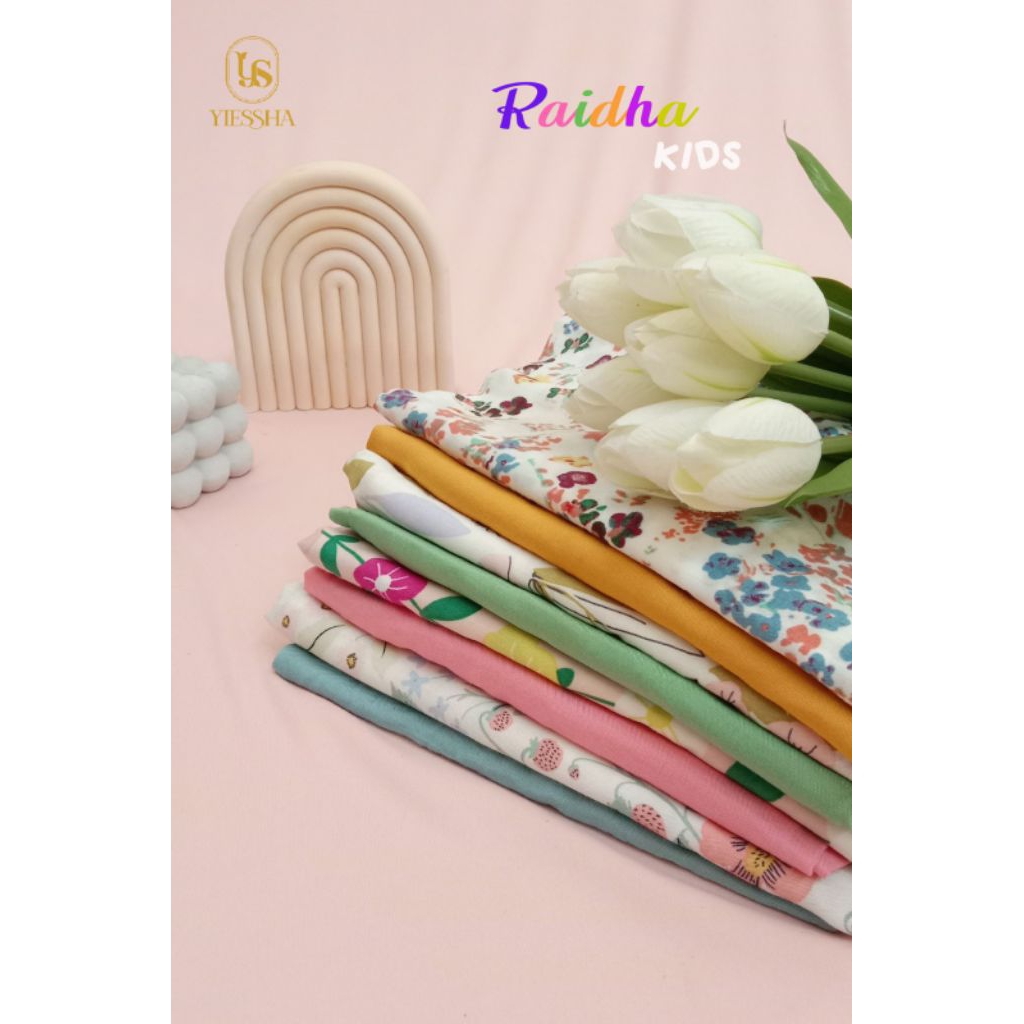 Raidha Kids- Mukena anak,rayon premium Uk M, dengan tali karet yang elastis dan nyaman