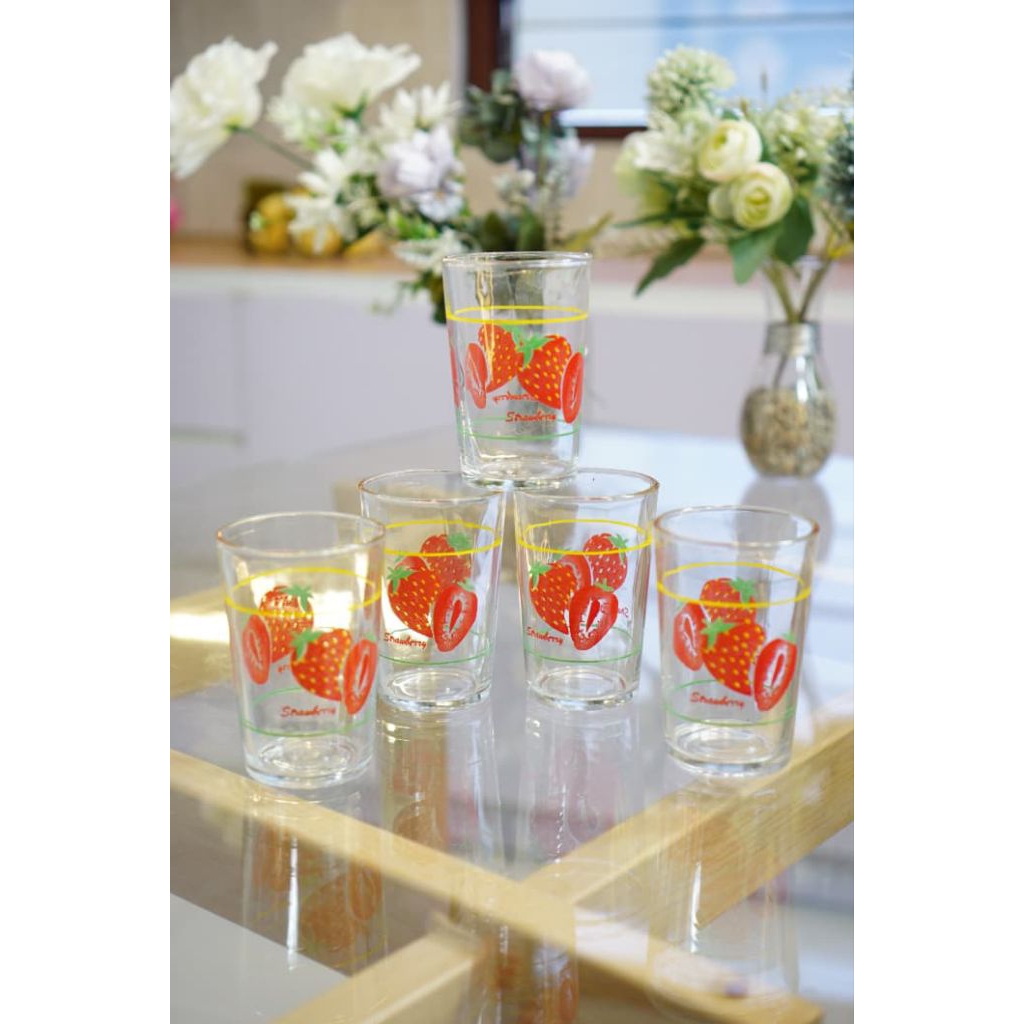 Gelas Set 5pcs Satin 888TD5-1/Gelas Kaca/Gelas aesthetic/Gelas