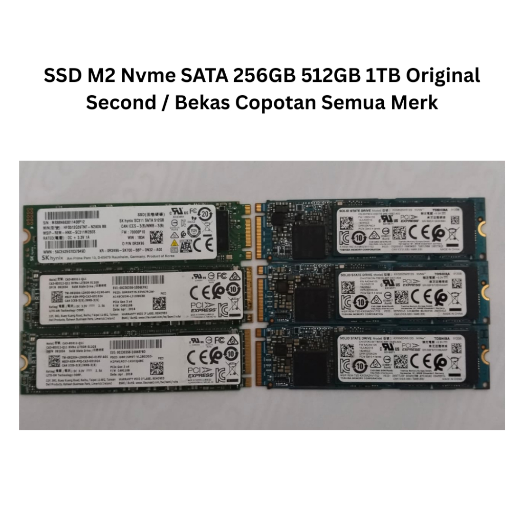 SSD M2 Nvme 256GB 512GB 1TB Original Second / Bekas Copotan Mix Brand