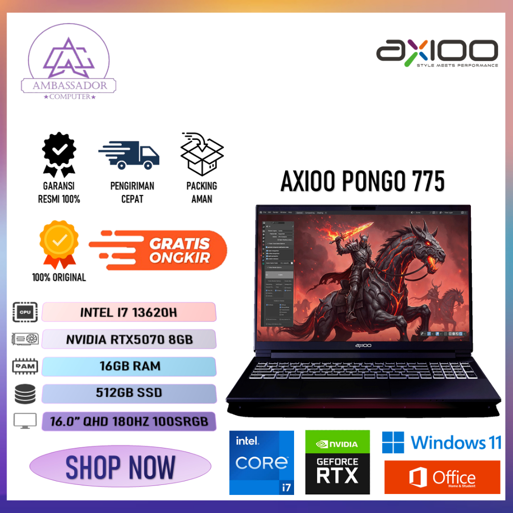 AXIOO PONGO 775 I7 13620H RTX5070 8GB/ 16GB 512GB 16.0QHD 180HZ 100SRGB