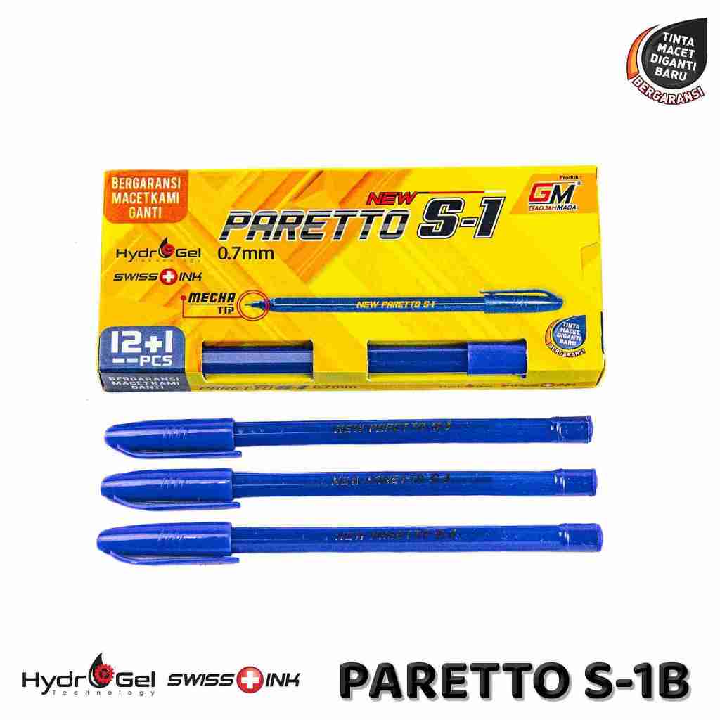 

Hydrogel Pen 0,7 mm Paretto S-1 warna Biru 1 box isi 12+1
