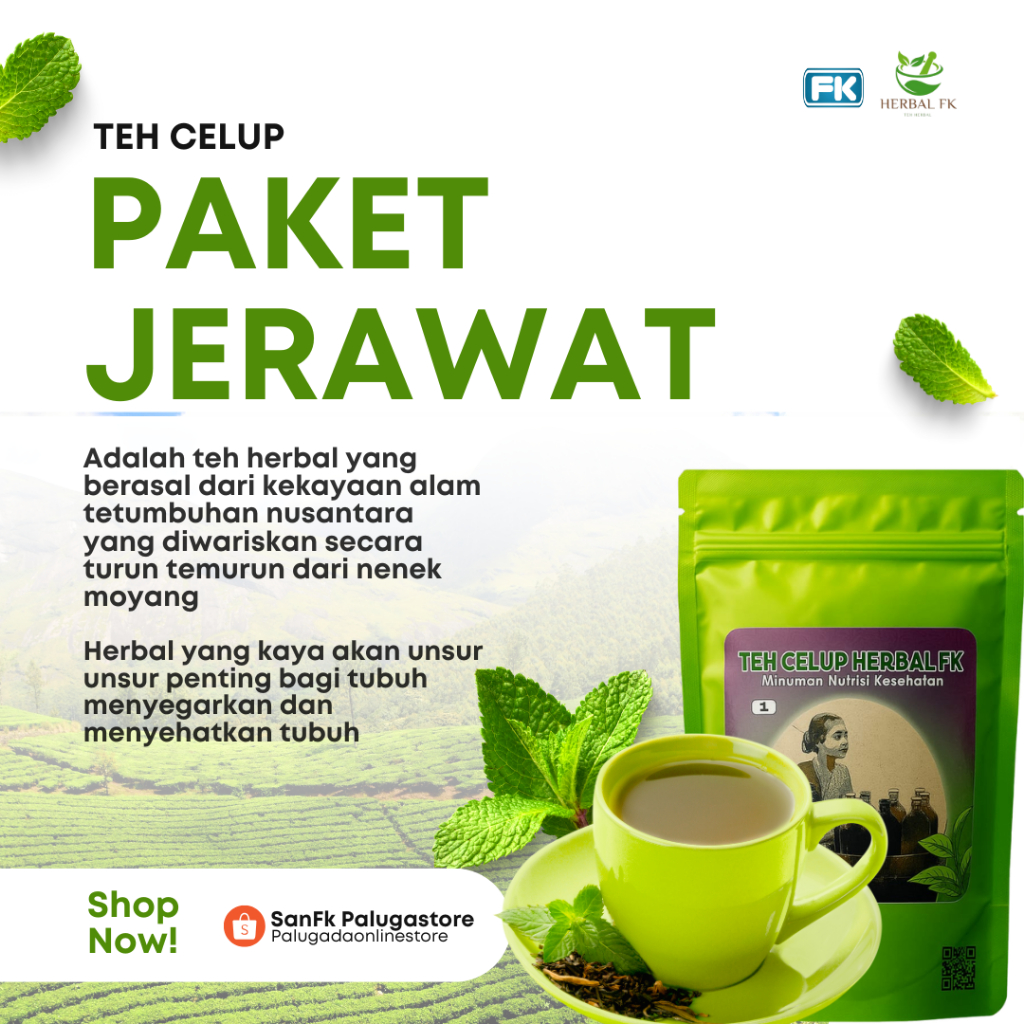 

Paket Teh Celup Herbal FK – Minuman Herbal Bantu Atasi Jerawat & Jaga Kesehatan Kulit – 30 Pcs