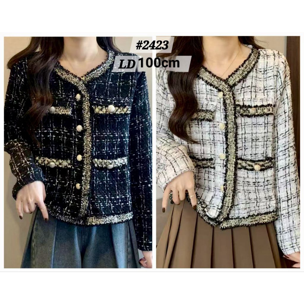 Blezer wanita kode 015# fashion lengan panjang bahan tweed bagus dan tebal/fashion/premium/wanita/bl