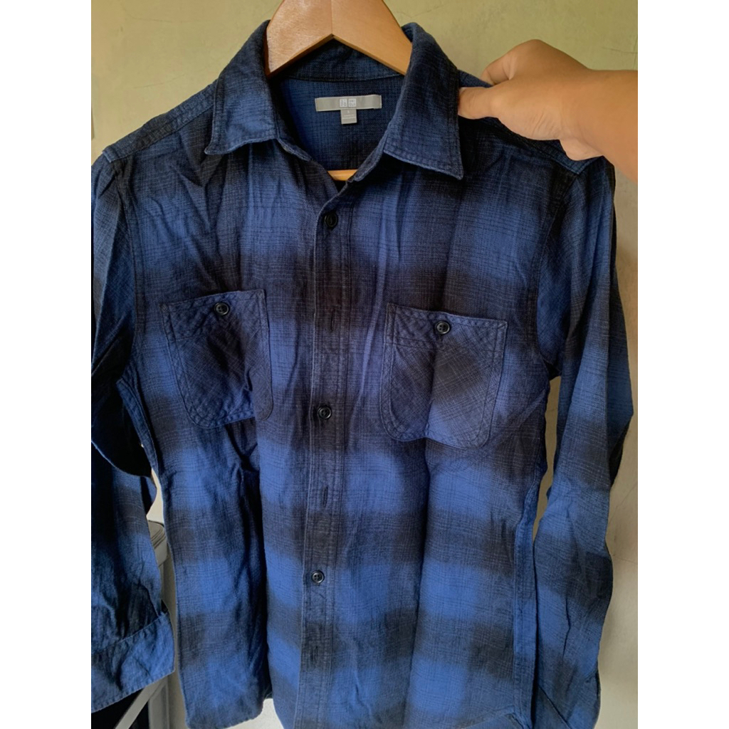 flanel veterano uniklo blue