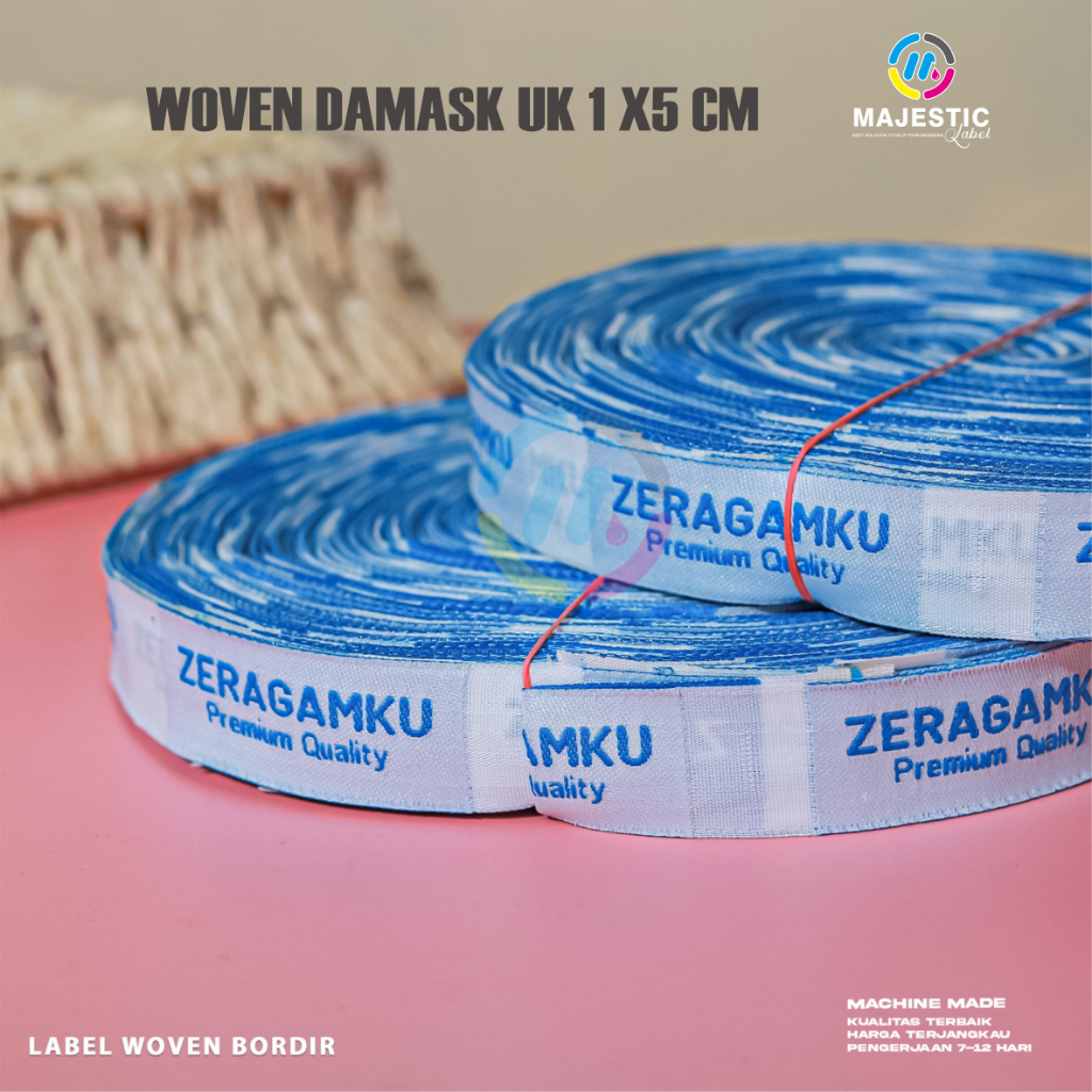 label woven / Label Bordir Woven Halus 1x5cm / label woven bordir rajut / majestic label