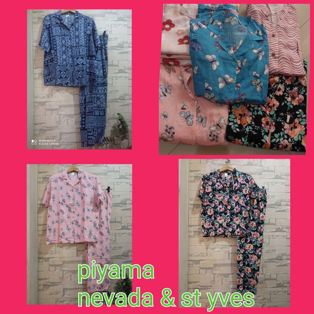 piyama baju tidur setelan nevada st yves