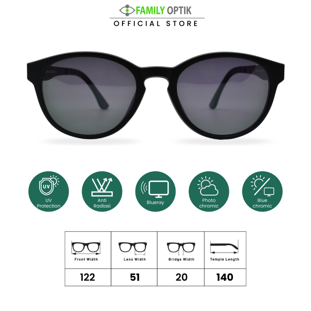 Family Optik- Kacamata Blueray Photocromic Anti Radiasi 1601