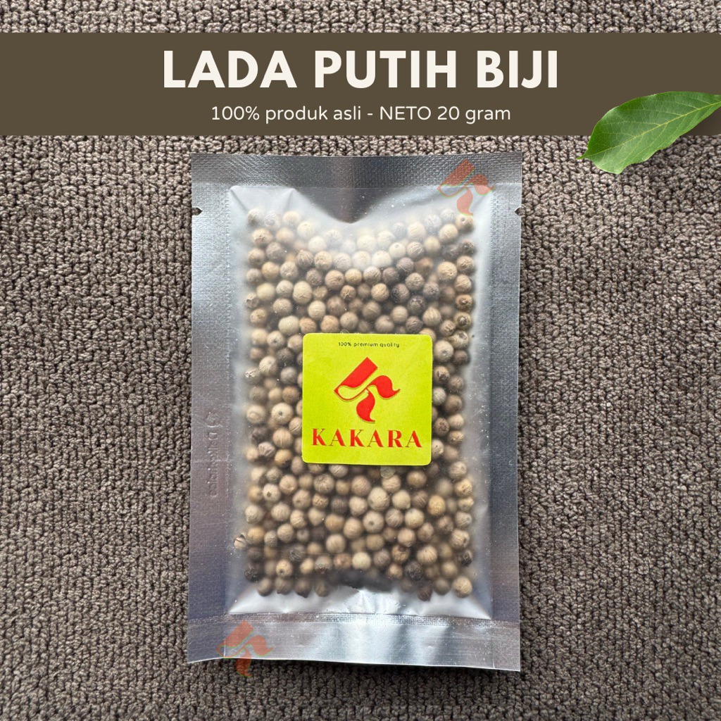 

KAKARA - Lada Putih Biji / Whole White Pepper 20 gram bumbu dapur bumbu masak kemasan kecil