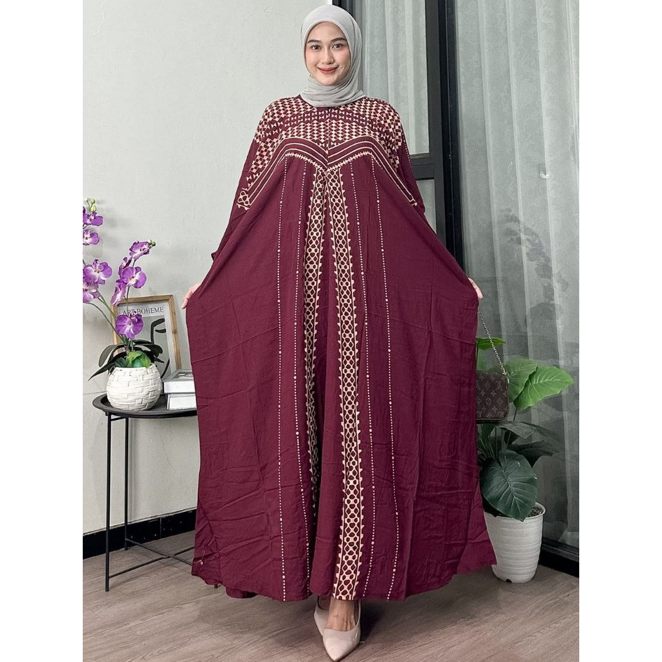Daster Kaftan Jumbo Premium Lengan Panjang Busui Resleting