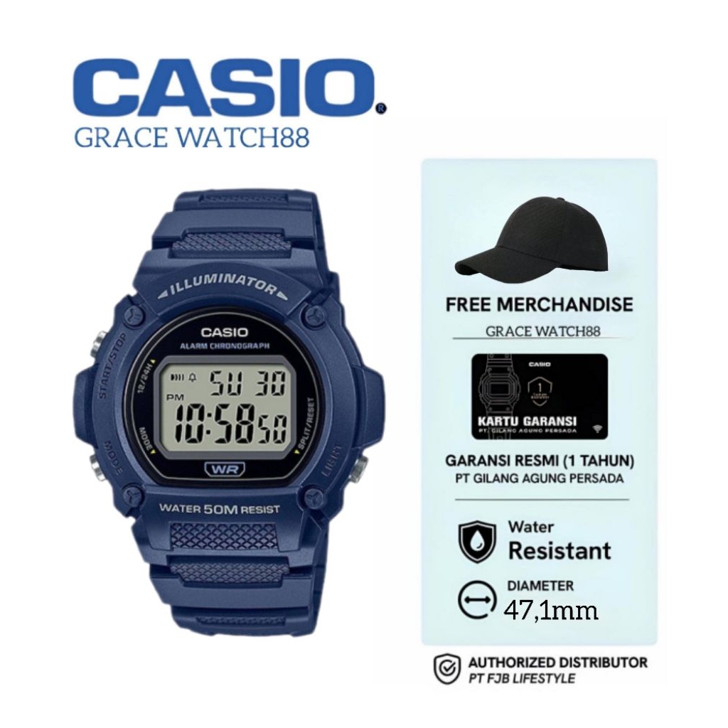 Jam Tangan Digital Jam Tangan Pria Casio W-219H-2AVDF Tahan Air Garansi Resmi Casio W-219h-2avdf