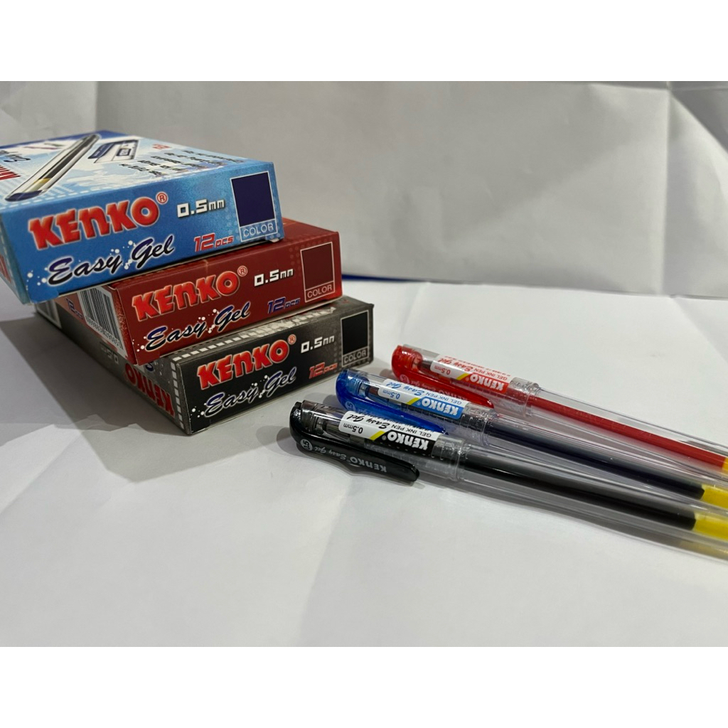 Kenko pen EASY GELL 0,5mm Hitam / Biru (3 pcs)