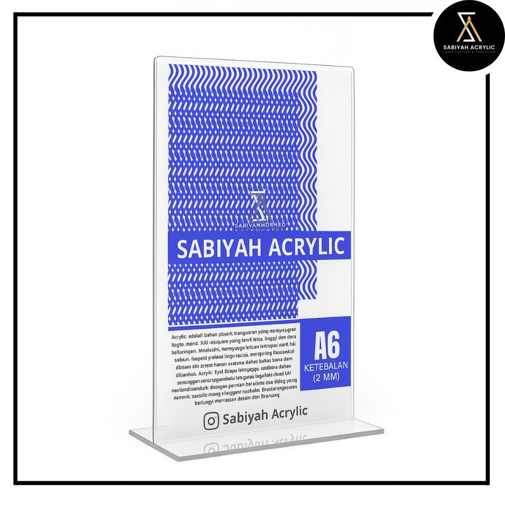 

Tempat brosur Akrilik A6 2MM / Tent card Akrilik / Tent holder Akrilik /Akrilik QRist barcode / Stand Akrilik