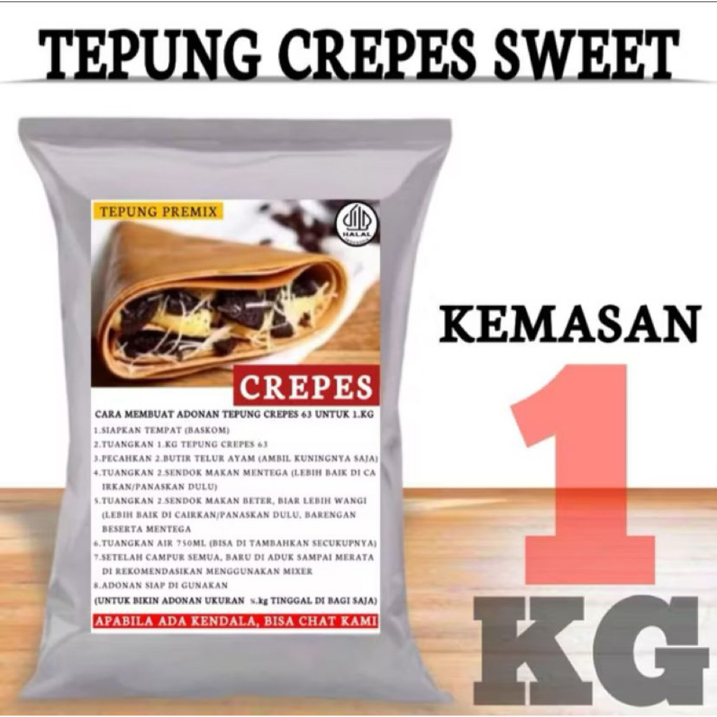 

tepung crepes instan 1 kg berkualitas renyah dan lezat