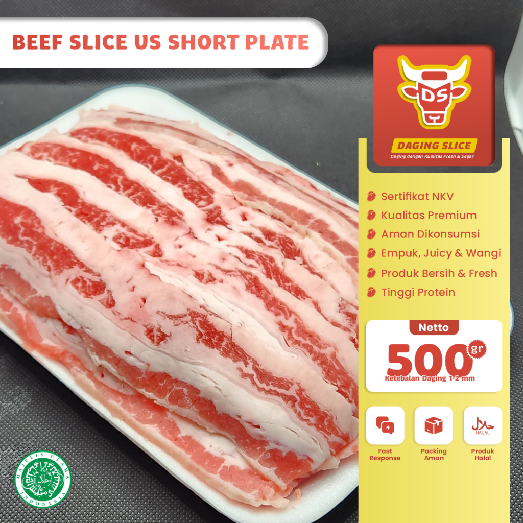 

US Beef Slice 500gr Daging Sapi Shortplate Kualitas Premium Irisan Tipis Bandung