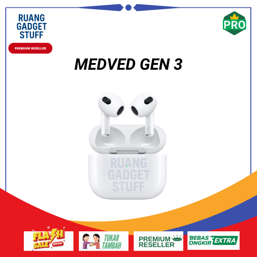 Medved 3 Wireless Charging Case TWS Bluetooth / Airpods Gen 3 With Charging Case / Airpods Gen 3 Ori