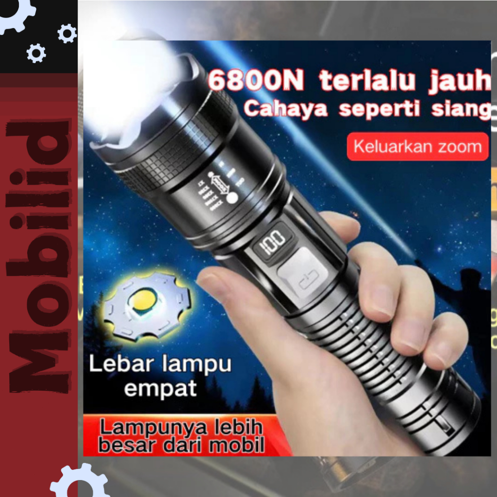 LED Senter Portabel Waterproof Lampu Senter Baterai Tahan Lama Rechargeable Lampu Cas