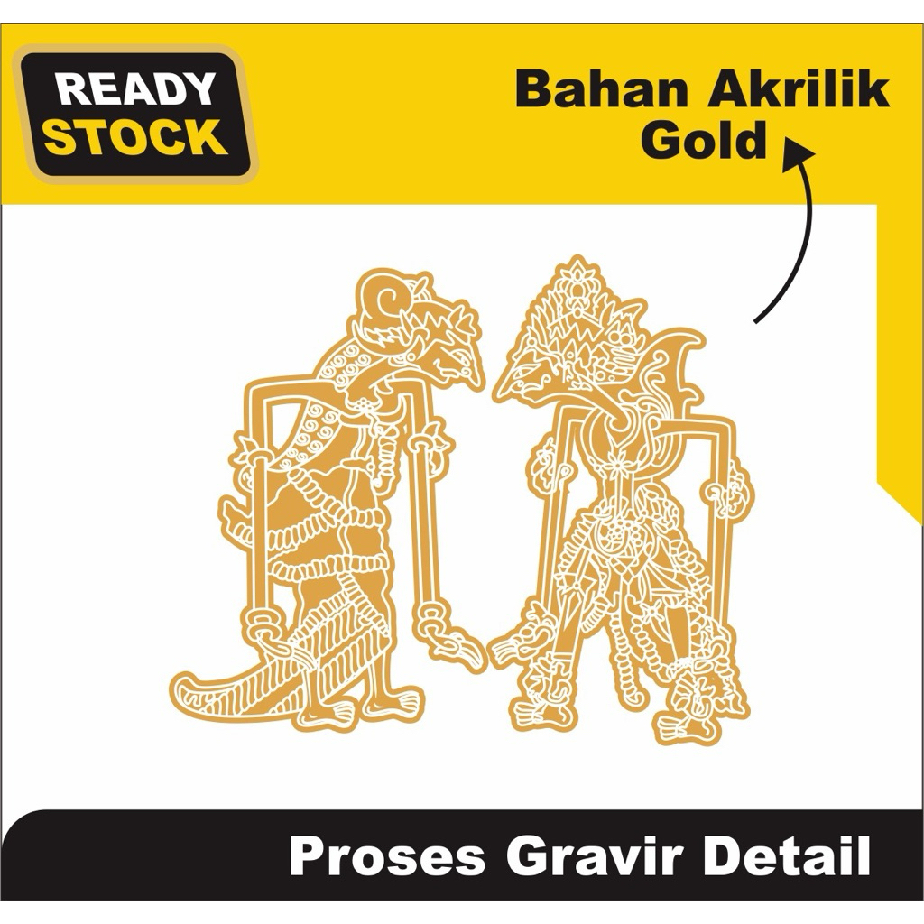 Wayang Rama & Shinta Akrilik gold/dekorasi/mahar/seserahan