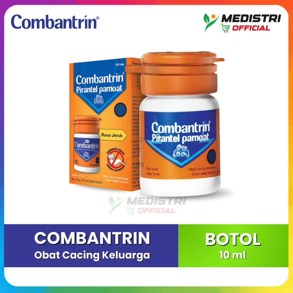 Combantrin Sirup Cair 10ml Obat Cacing Anak Dewasa Rasa Jeruk